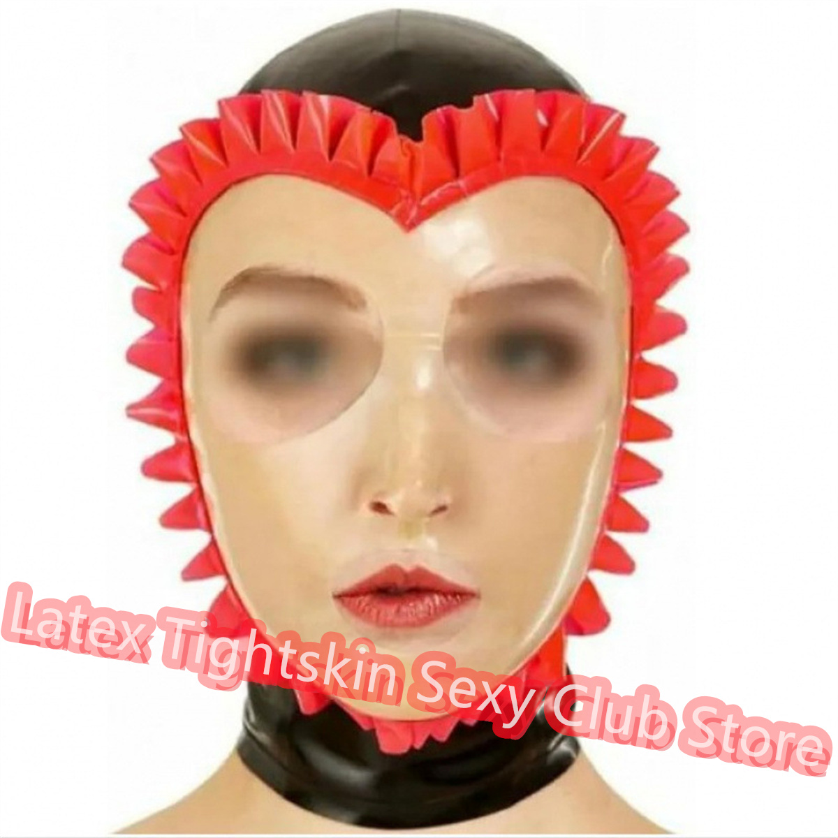Women'S Red Accessories - Latex Mask Rubber Hood Transparent with