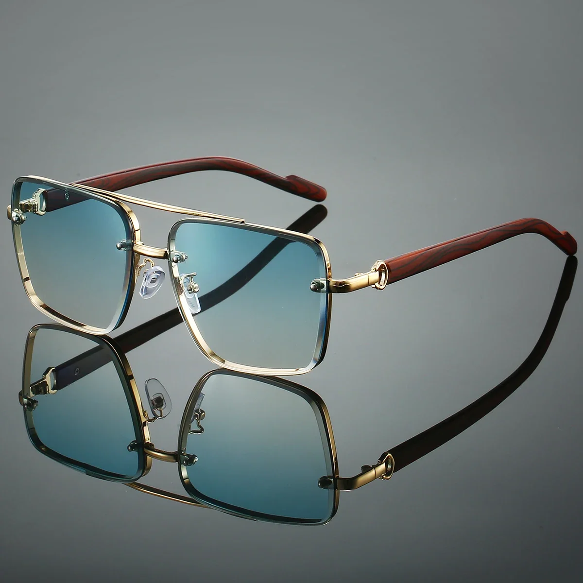 Sunglasses Oversized Square - Fashion Retro Square Metal Sunglasses Oversized
