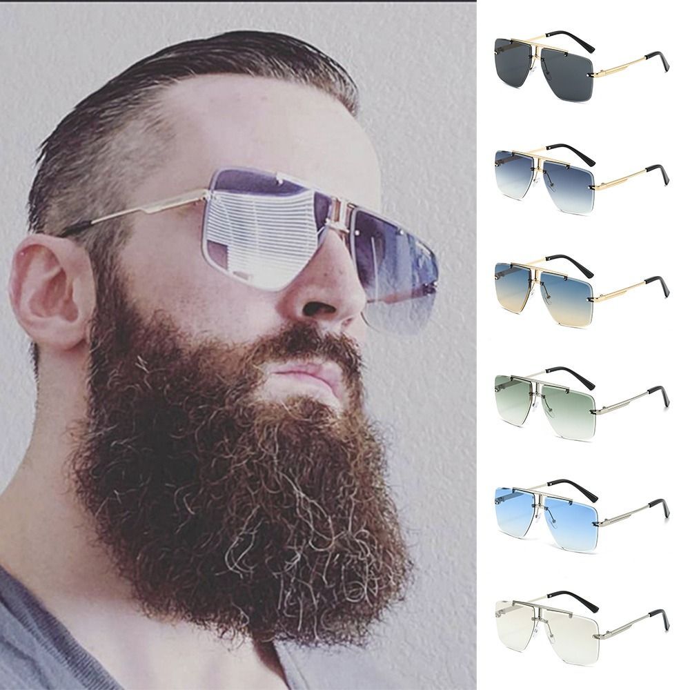 Sunglasses Oversized Square - 1pc Oversized Double Bridge Sunglasses Frameless