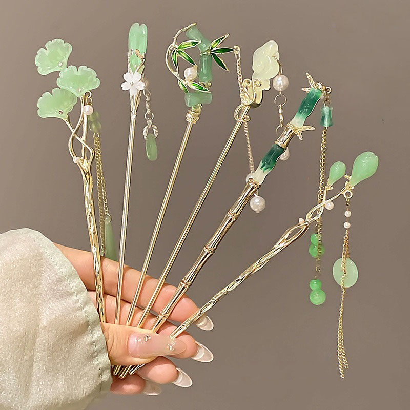 Women Accessories Shop - 1pc Elegant Chinese Style Green Hairpin